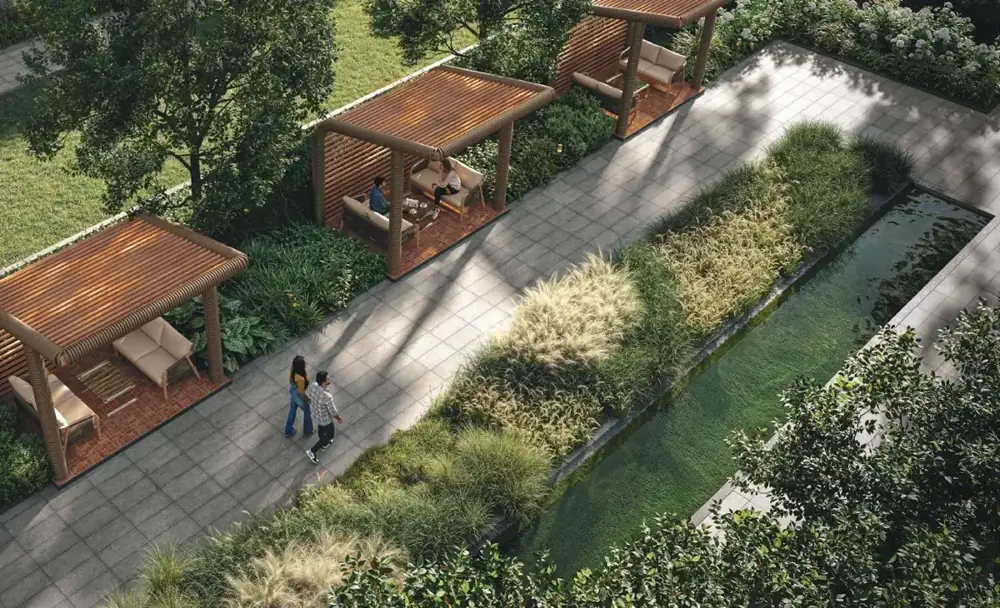 Estate 105 elevated walkway and garden pergolas (artistic impression)