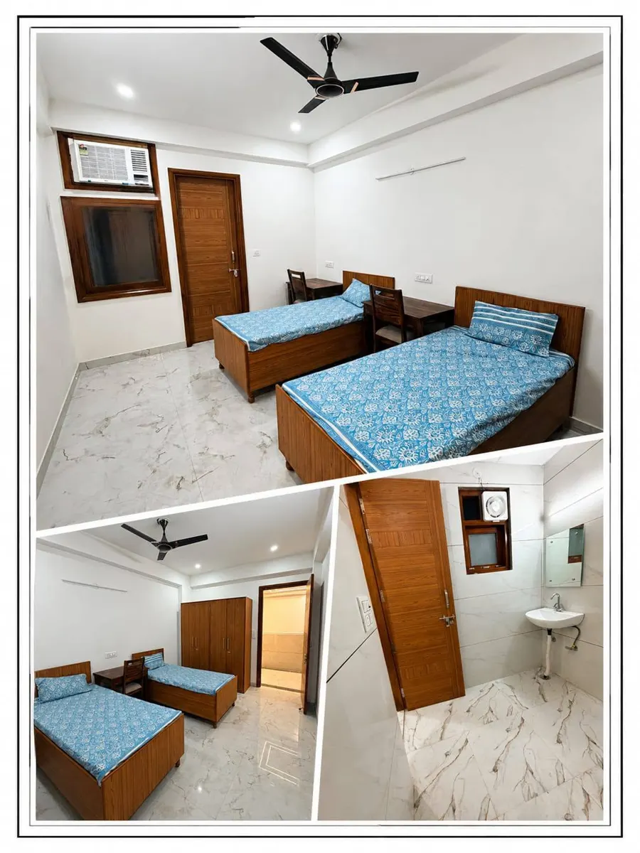 Unisex PG with Food & AC Rooms in Sector 58 Noida – Tri Homes Premium Hostel – Bedrooms