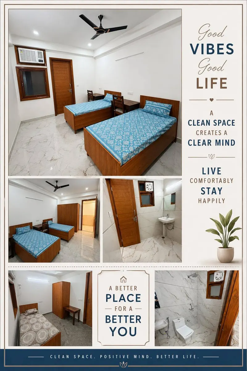 Unisex PG with Food & AC Rooms in Sector 58 Noida – Tri Homes Premium Hostel – Bathrooms